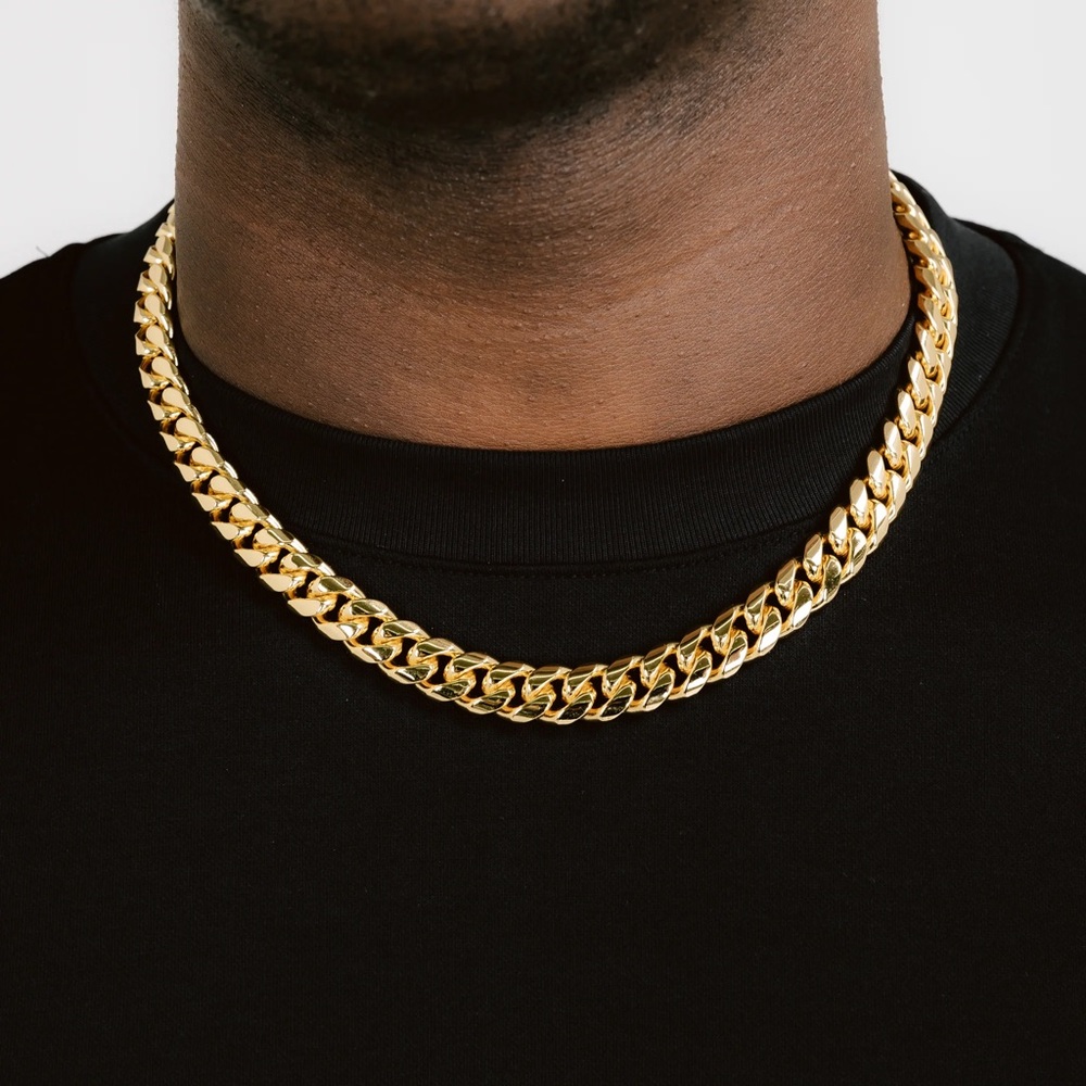 6 Ice 12MM Miami Cuban Chain Gold Plated 22 Inch Length